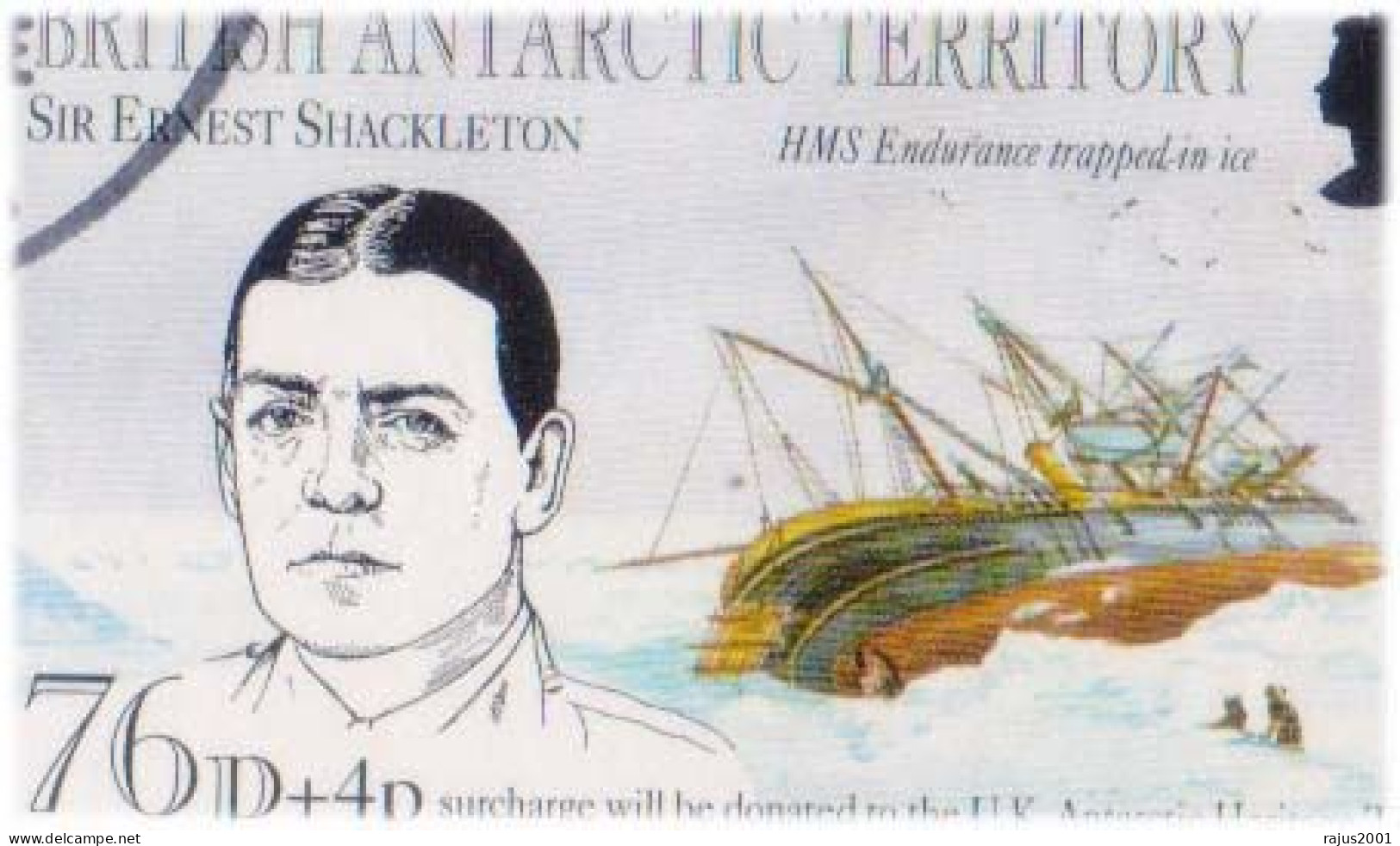 Ernest Shackleton, Robert Falcon Scott, James Clark, J.Cook, Antarctic Heritage, Explorer Expeditions Ship Surcharge FDC - Polarforscher & Promis