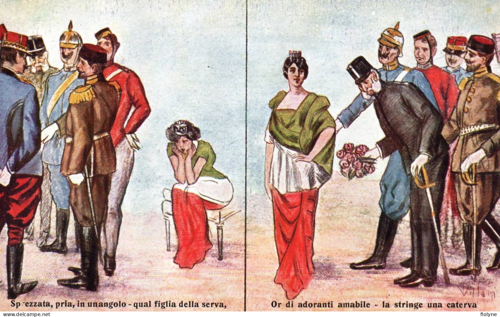 Militaria - Cpa Illustrateur VILLAIN - Humoristique Humour - Patriotisme Italien Italie Italia - Ww1 - Humor