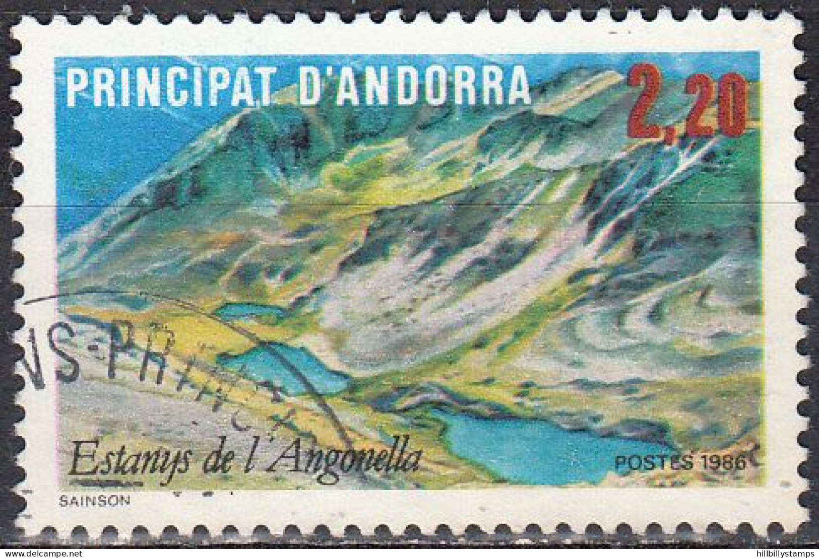 ANDORRA  SCOTT NO 347  USED  YEAR  1986 - Gebruikt