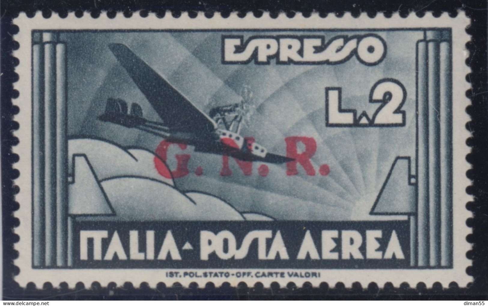 ITALY - 1944 R.S.I. - N.A125 Emiss. VERONA - Cv 3600 Euro - SUPER CENTRATO - CERTIFICATO BIONDI  Gomma Integra - MNH** - Luftpost