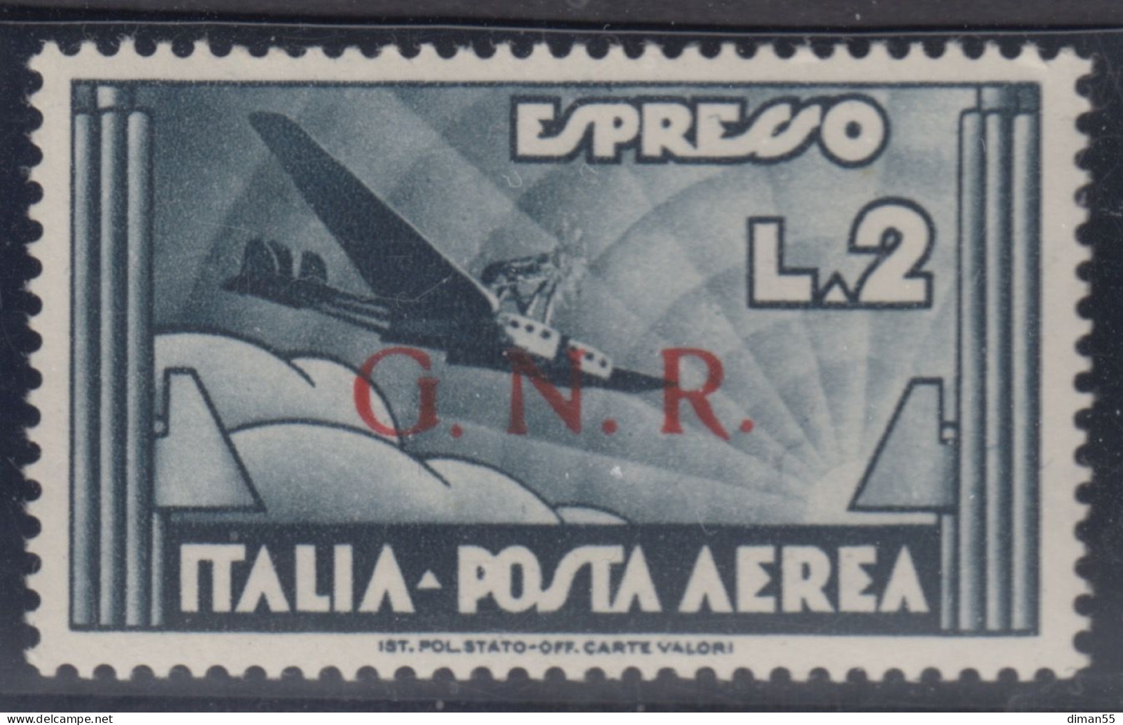 ITALY - 1944 R.S.I. - N.A125/I Emiss. BRESCIA I° Tipo  - Cv 6750 Euro - CERTIFICATO CHIAVARELLO Gomma Integra - MNH** - Luftpost