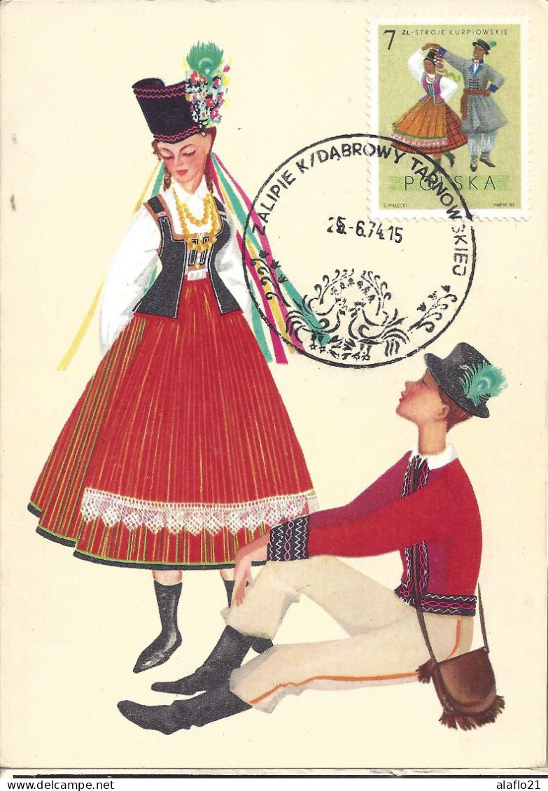 POLOGNE - CARTE MAXIMUM - Yvert N° 1808 - COSTUMES REGIONAUX - KURPIE - Cartes Maximum