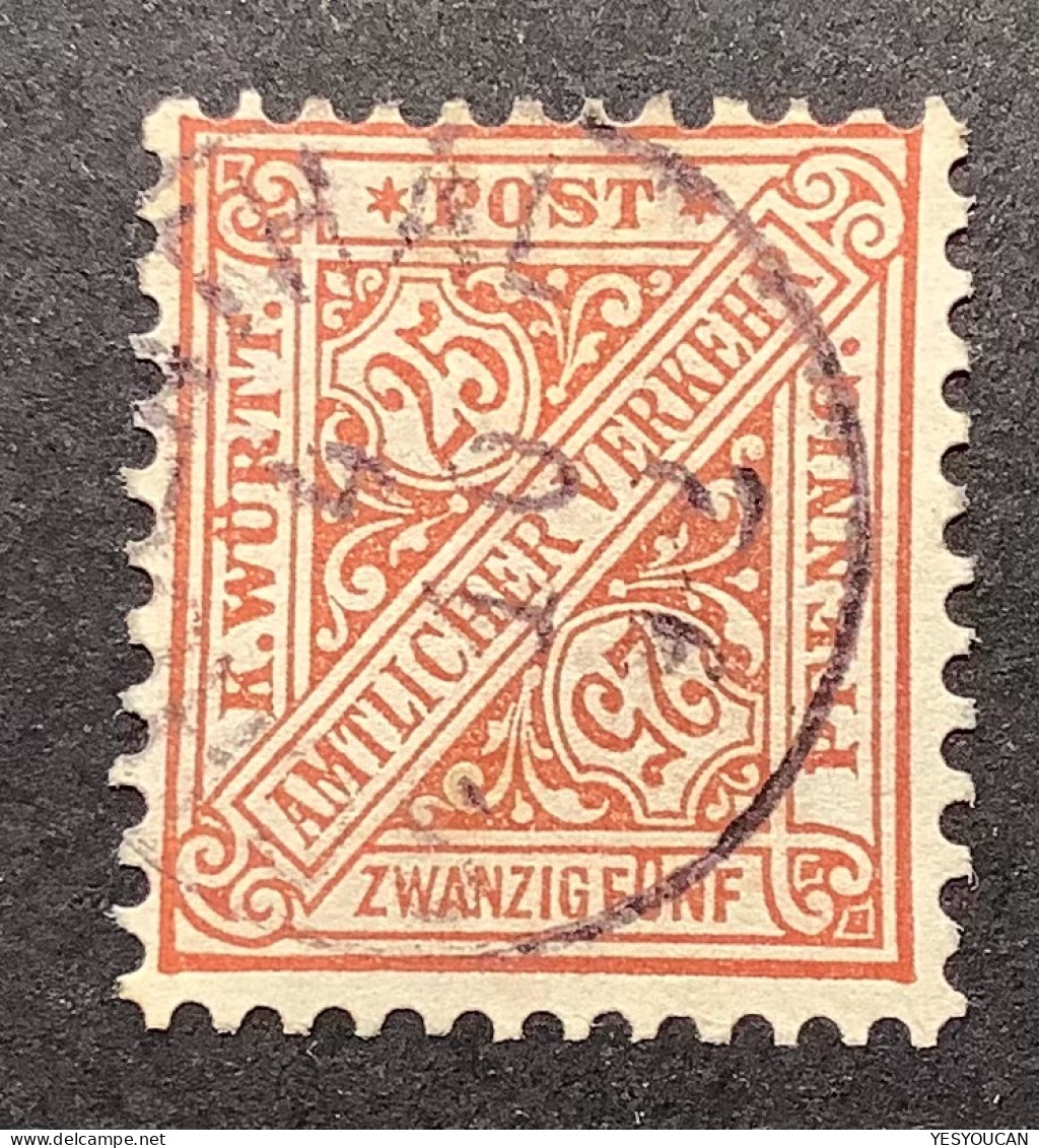 Württemberg Mi 205b GUTE FARBE TADELLOS 1881 Dienstmarken 25Pf Mittelbraunorange Gestempelt (Wurtemberg - Used