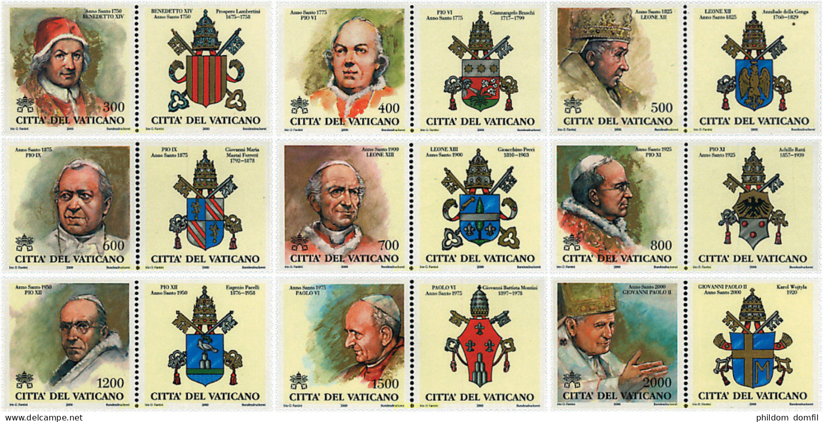 6297 MNH VATICANO 2000 LOS PAPAS Y LOS AÑOS SANTOS - Autres & Non Classés