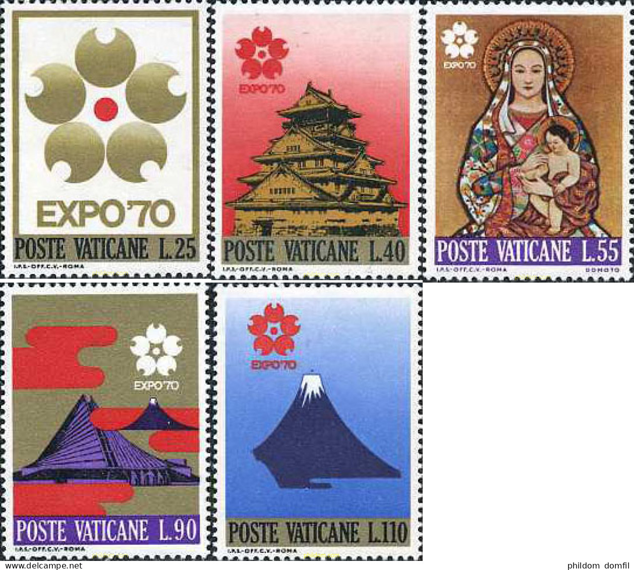 116361 MNH VATICANO 1970 EXPO 70. EXPOSICION UNIVERSAL DE OSAKA - Châteaux