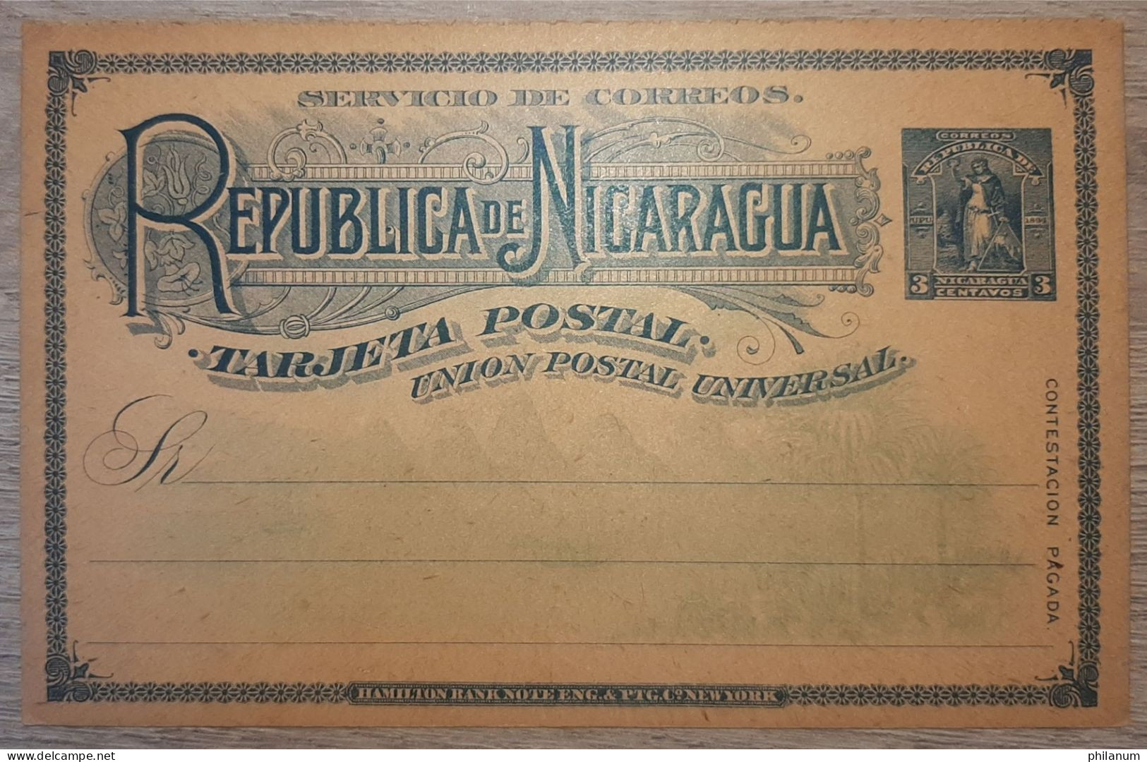 NICARAGUA 1894 - VICTORY - RARITY 3 CENT IN BLUE - Nicaragua