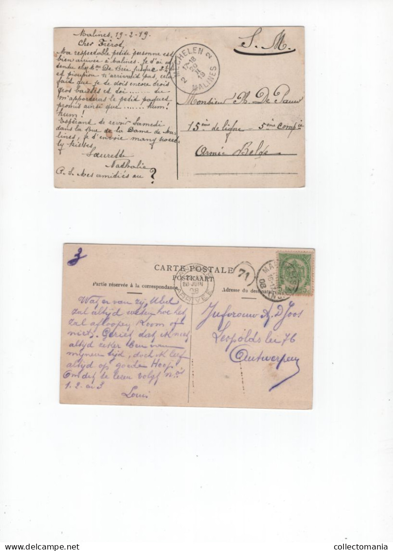 2 Oude Postkaarten Mechelen Liersesteenweg  Gevangenis 1908  Rad V Fortuin  Estaminet In De Keizerin 1919 - Meerhout