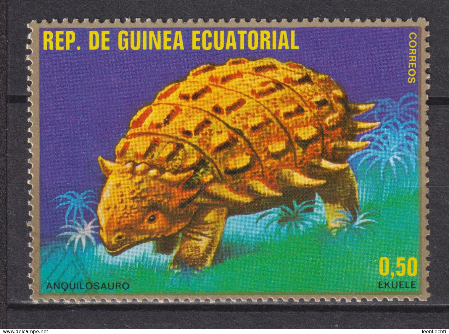 1978 Äquatorial-Guinea, Mi:GQ 1356, Yt:GQ 122-E, Ankylosaurus,  Prehistoric Animals (I) - Guinée Equatoriale