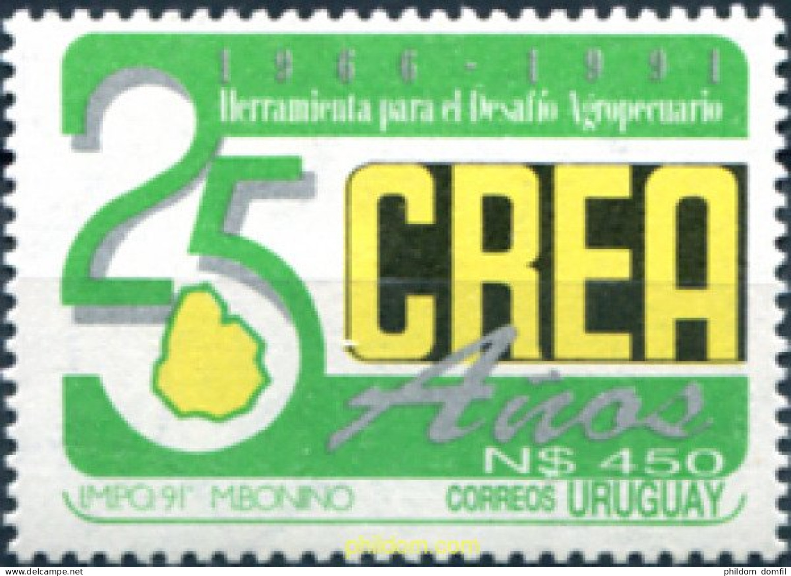 297315 MNH URUGUAY 1991 25 ANIVERSARIO "CREA" - Agriculture