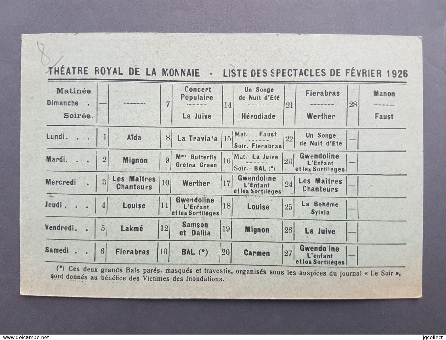 Typo 122A (Bruxelles 1926 Brussel) Op Kaartje Munttheater / Théatre Royal De La Monnaie - Febr 1926 - Typo Precancels 1922-31 (Houyoux)