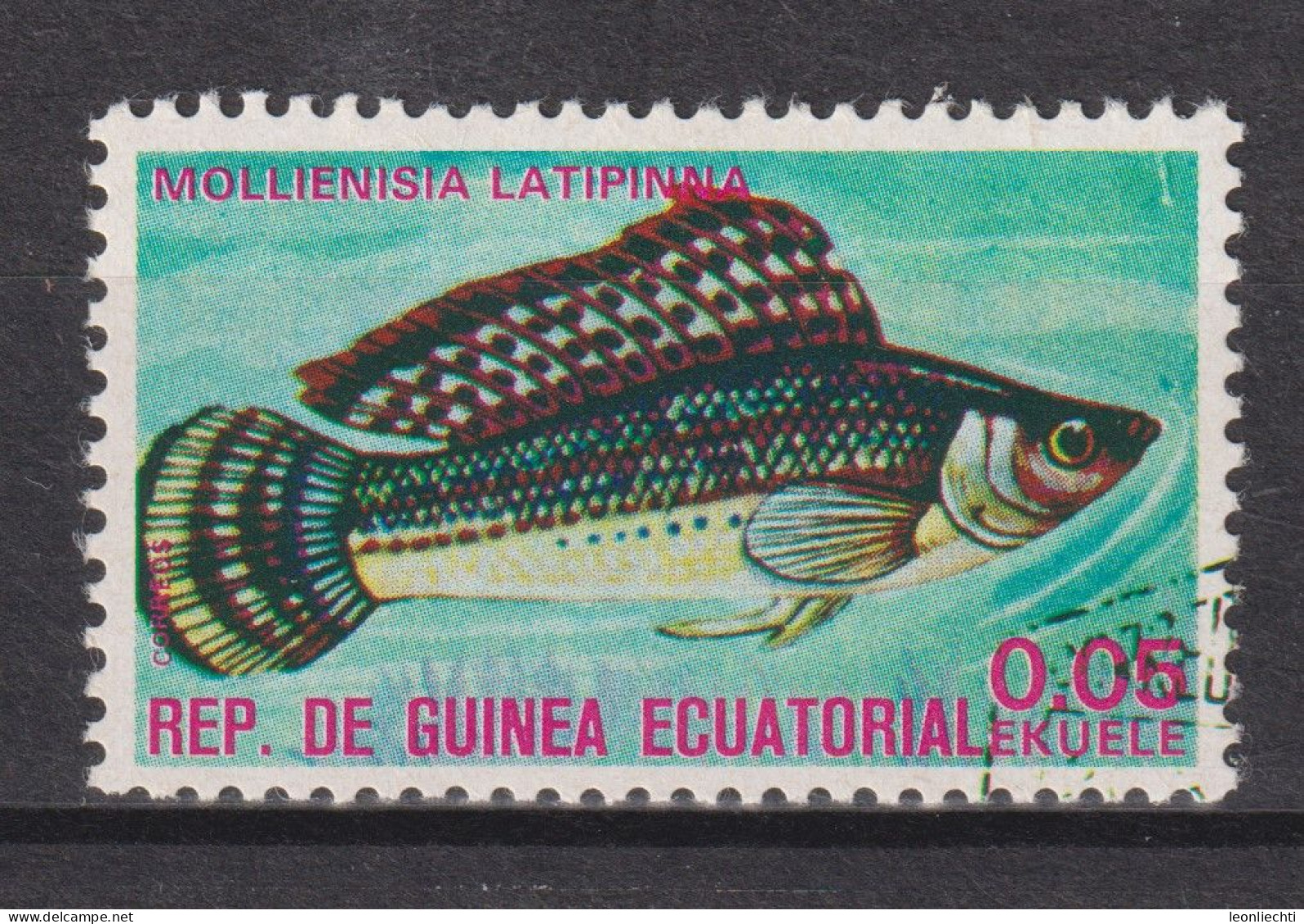 1975 Äquatorial-Guinea, Mi:GQ 688, Yt:GQ  72-A,  Fishes (I) Exotic,  Sailfin Molly (Mollienisia Latipinna) - Guinée Equatoriale
