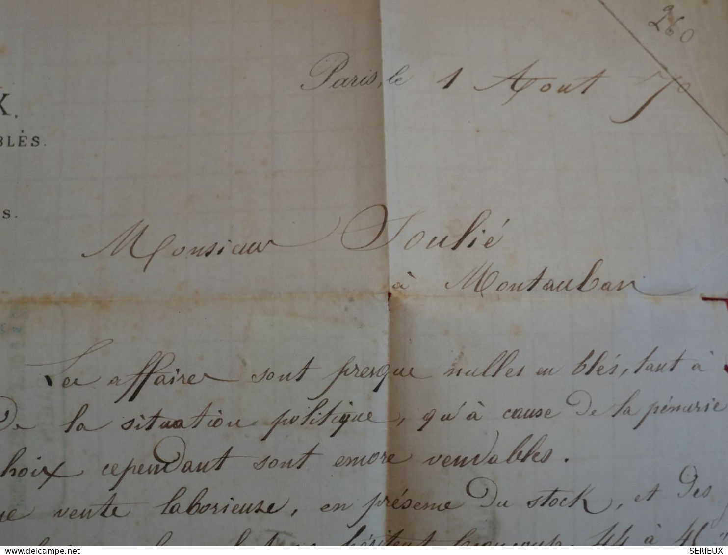 AV 18 FRANCE BELLE LETTRE RR 1 AOUT 1870 ETOILE DE PARIS N°17 A MONTAUBAN  +  N°29 + AFF. INTERESSANT+ + - 1863-1870 Napoléon III Lauré