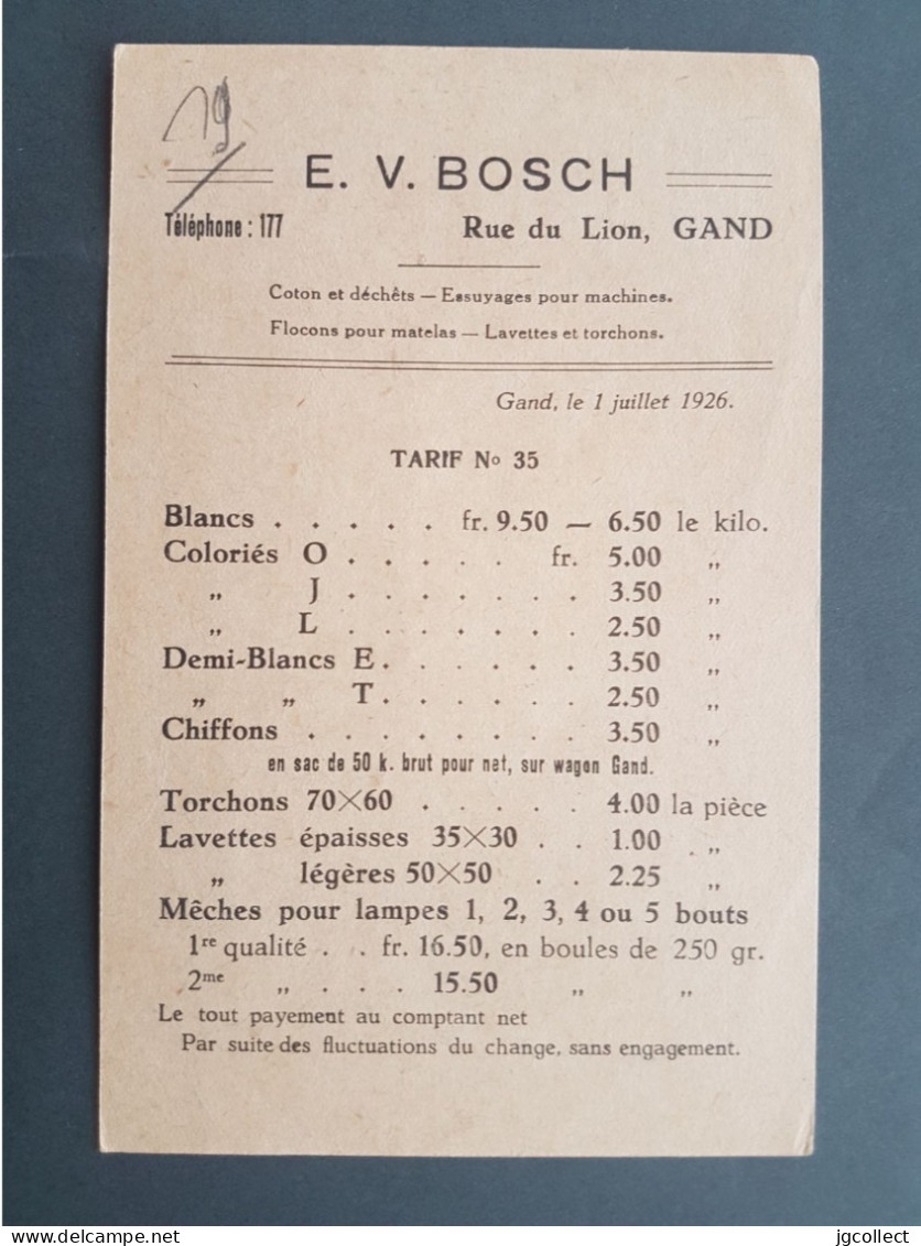 Typo 152A (Gent 1927 Gand) Tariffcarte 'Coton  & Flocons' - Typo Precancels 1922-26 (Albert I)