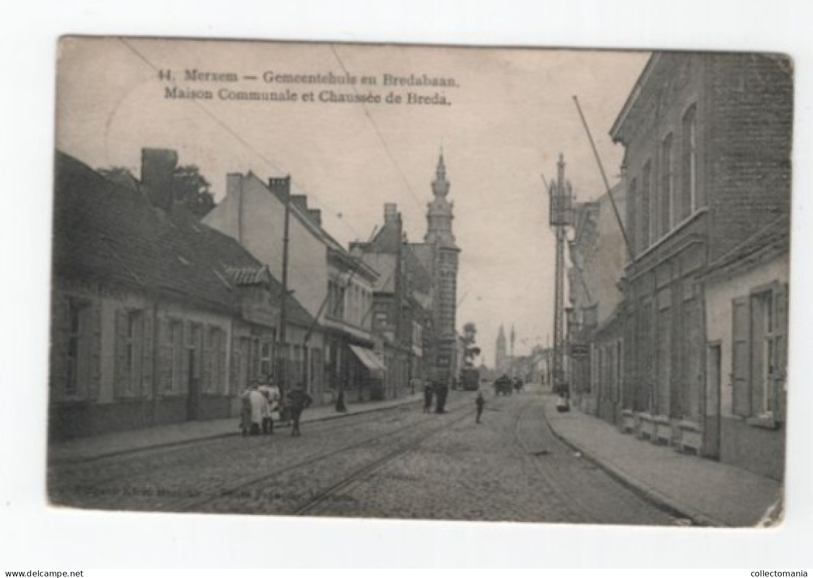 2 Oude Postkaarten Merxem Merksem Gemeentehuis  Bredabaan  Oude Kerk  1903 Uitgever Hermans - Meerhout