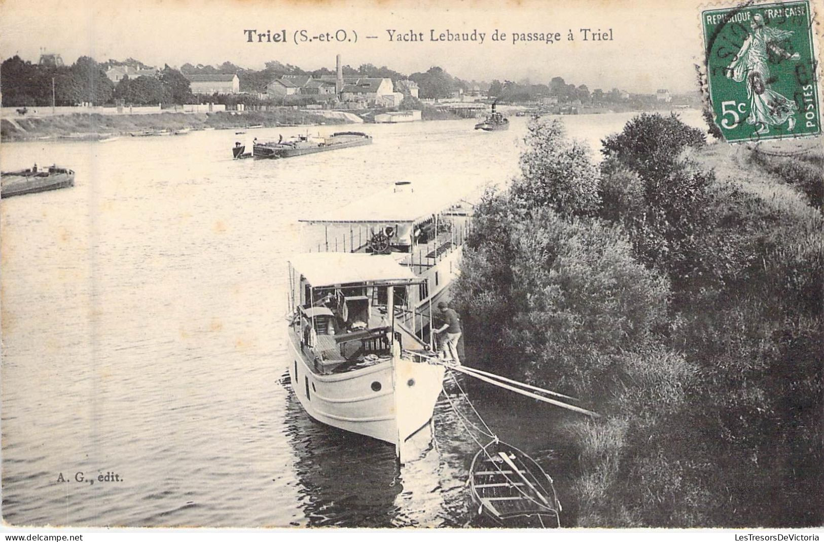 FRANCE - 78 - TRIEL - Yatcht Lebaudy De Passage à TRIEL - Edit A G - Carte Postale Ancienne - Triel Sur Seine