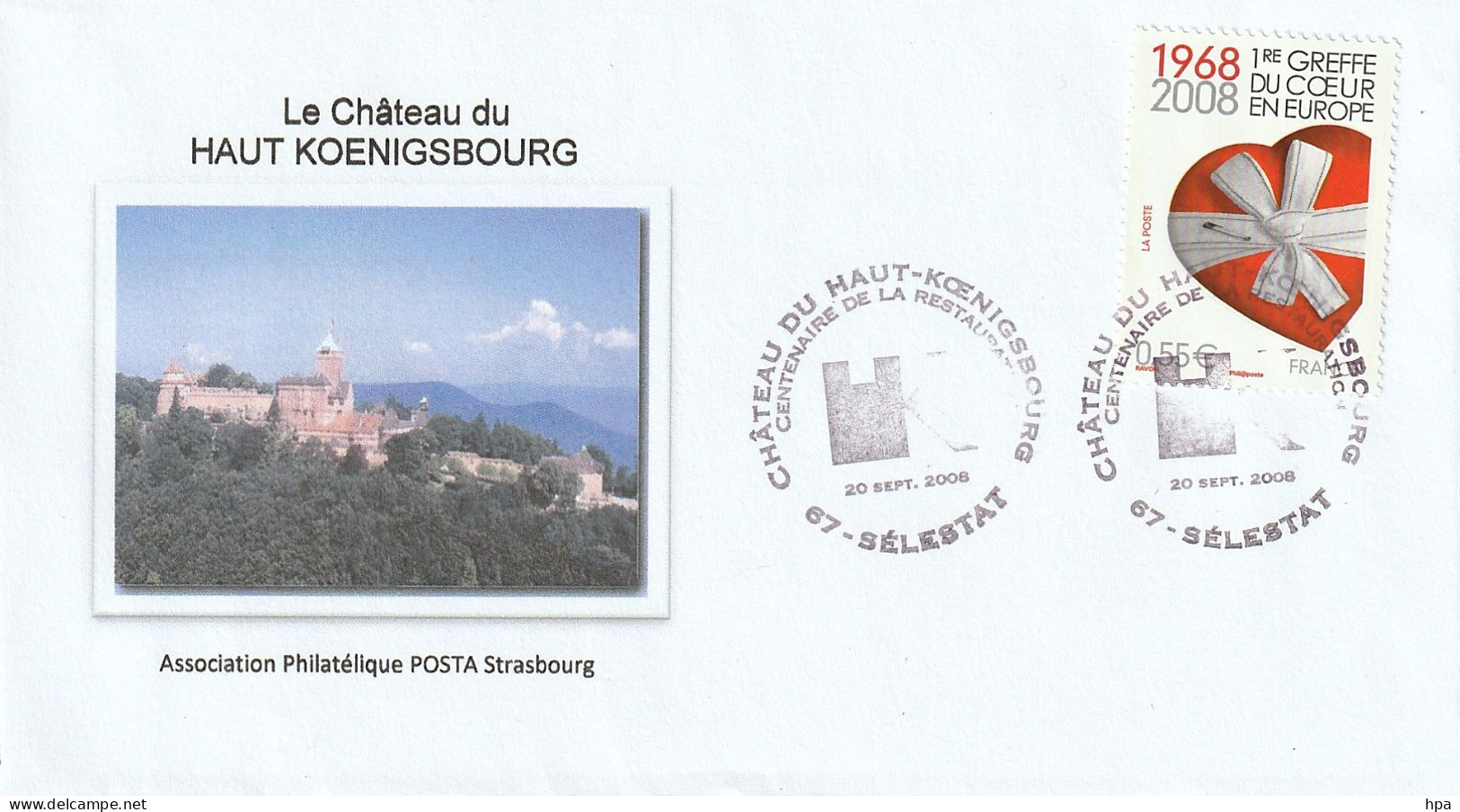 Enveloppe Avec Oblitération Commémorative 20/09/2008 - Centenaire De La Restauration  Du Château Du Haut Koenigsbourg - Used Stamps