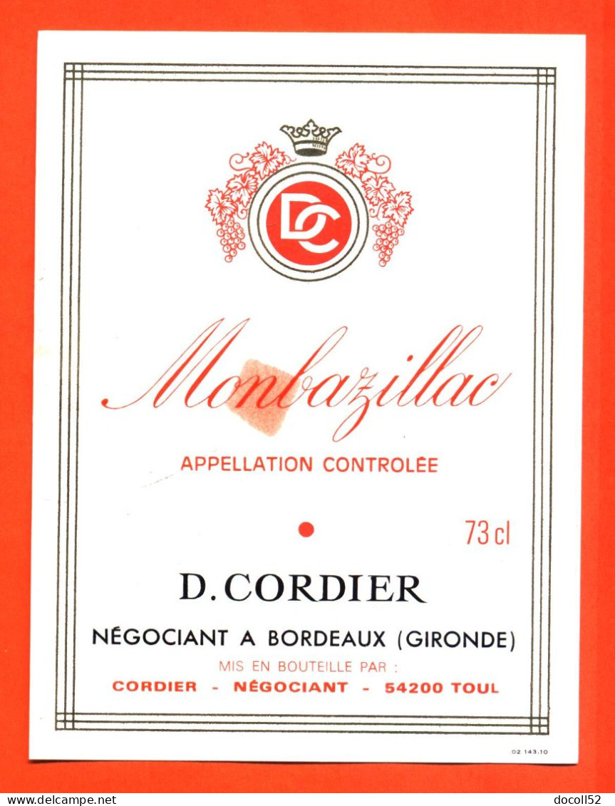 Etiquette Neuve De Vin Monbazillac Ets Cordier à 33800 - 73 Cl - Monbazillac