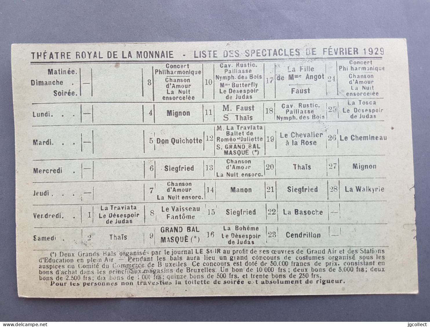 Typo Obp/cob 273 (Bruxelles 1929 Brussel) Op Kaartje Munttheater / Théatre Royal De La Monnaie - Feb 1929 - Typos 1936-51 (Petit Sceau)