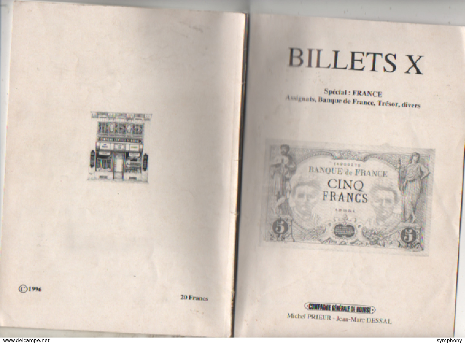 Catalogue BILLETS X - Spécial France - Assignats-banque De France-Trésor-divers -  60 Pages -  1996 - - Livres & Logiciels