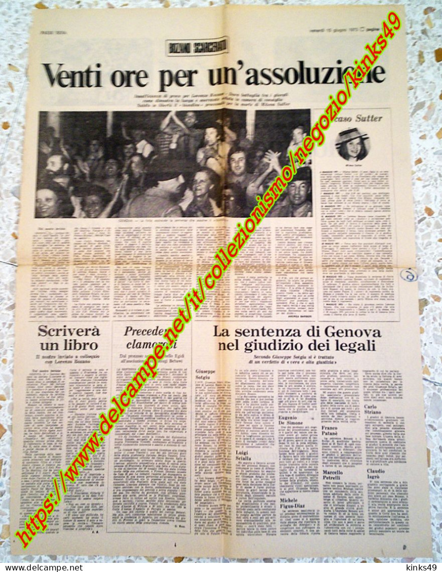 B223> Ritaglio Pagina Cronaca < Assassinio MILENA SUTTER / LORENZO BOZANO > 15 GIUGNO 1973 - First Editions