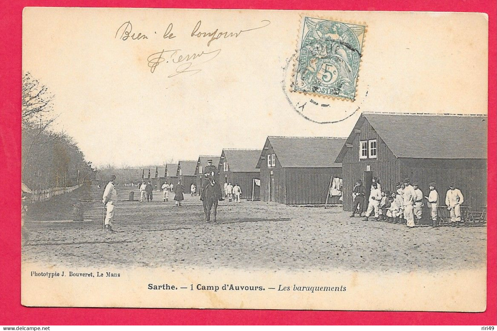 Cpa 72  Sarthe, Le Camp D'Auvours, Les Baraquements, Animée, Dos ècrit Et Simple Voir Scanne 1904 - Caserme