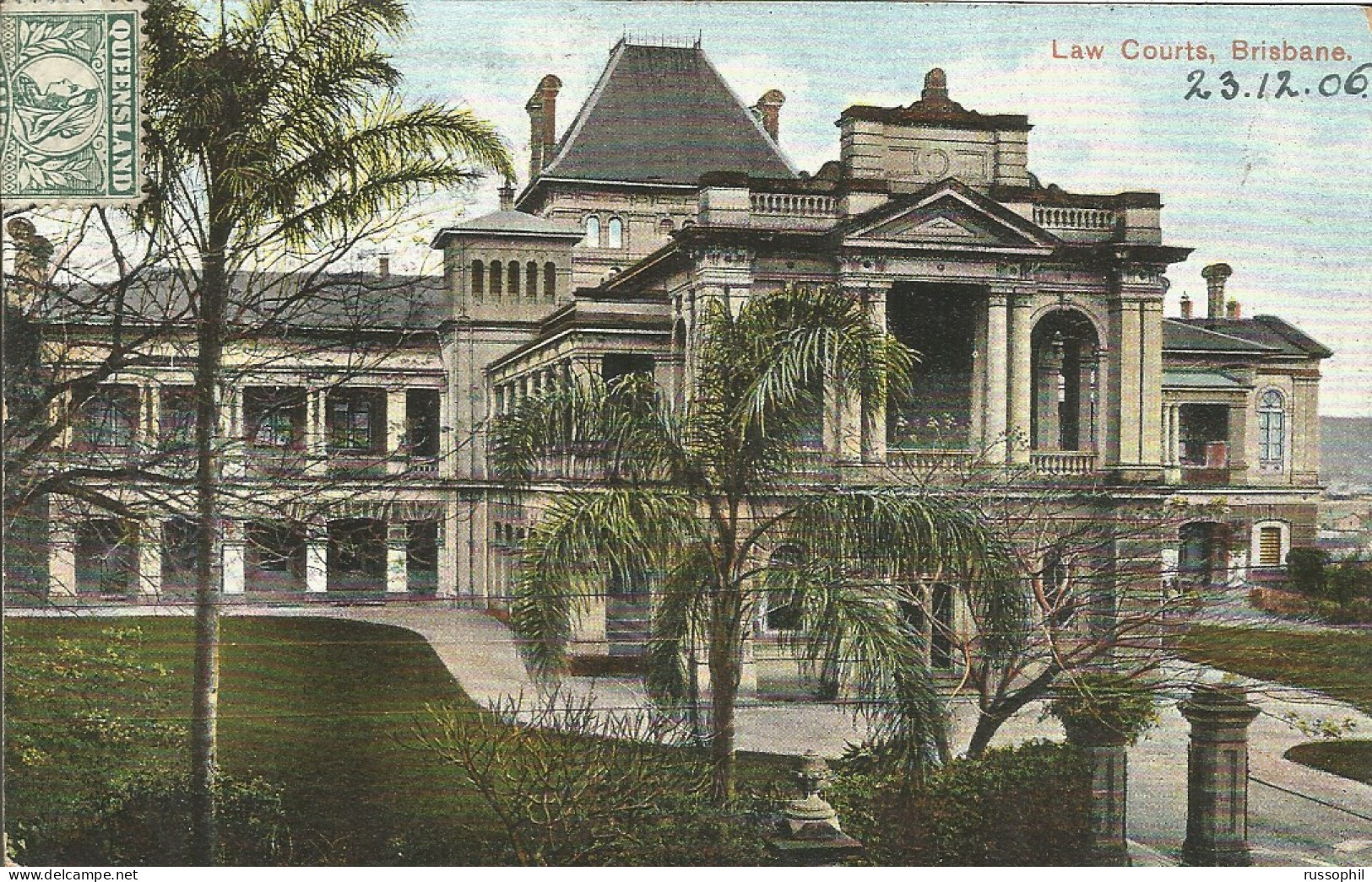 AUSTRALIA - QLD - LAW COURTS, BRISBANE - COLOURED SHELL SERIES, QUEENSLAND VIEWS - 1906 - Brisbane