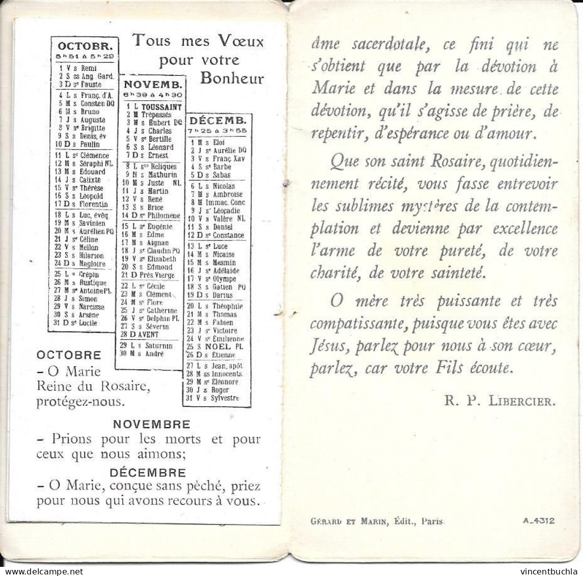 Calendrier 1920 Heureuse Et Sainte Année Marie Notre Mère Format 11,5 X 6cm - Tamaño Pequeño : 1901-20