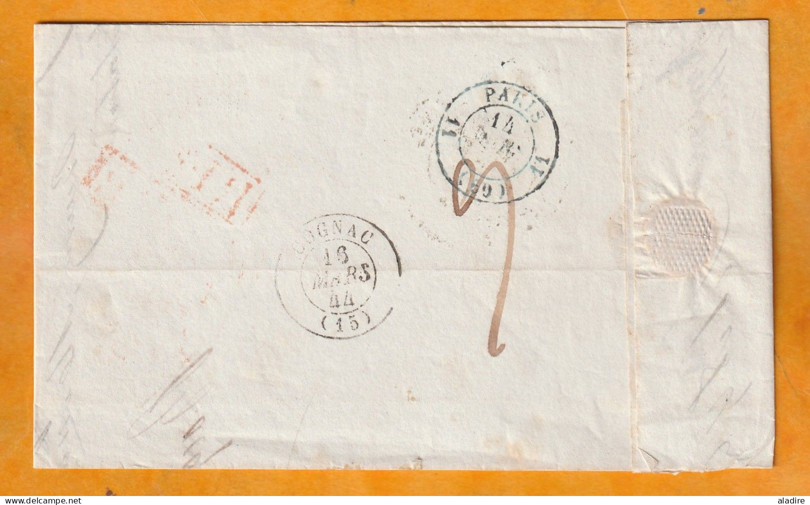 1844 - Lettre Pliée En PORT PAYE PP Avec Corresp De AMIENS Vers COGNAC Via PARIS - Cad D'arrivée - 1801-1848: Precursori XIX