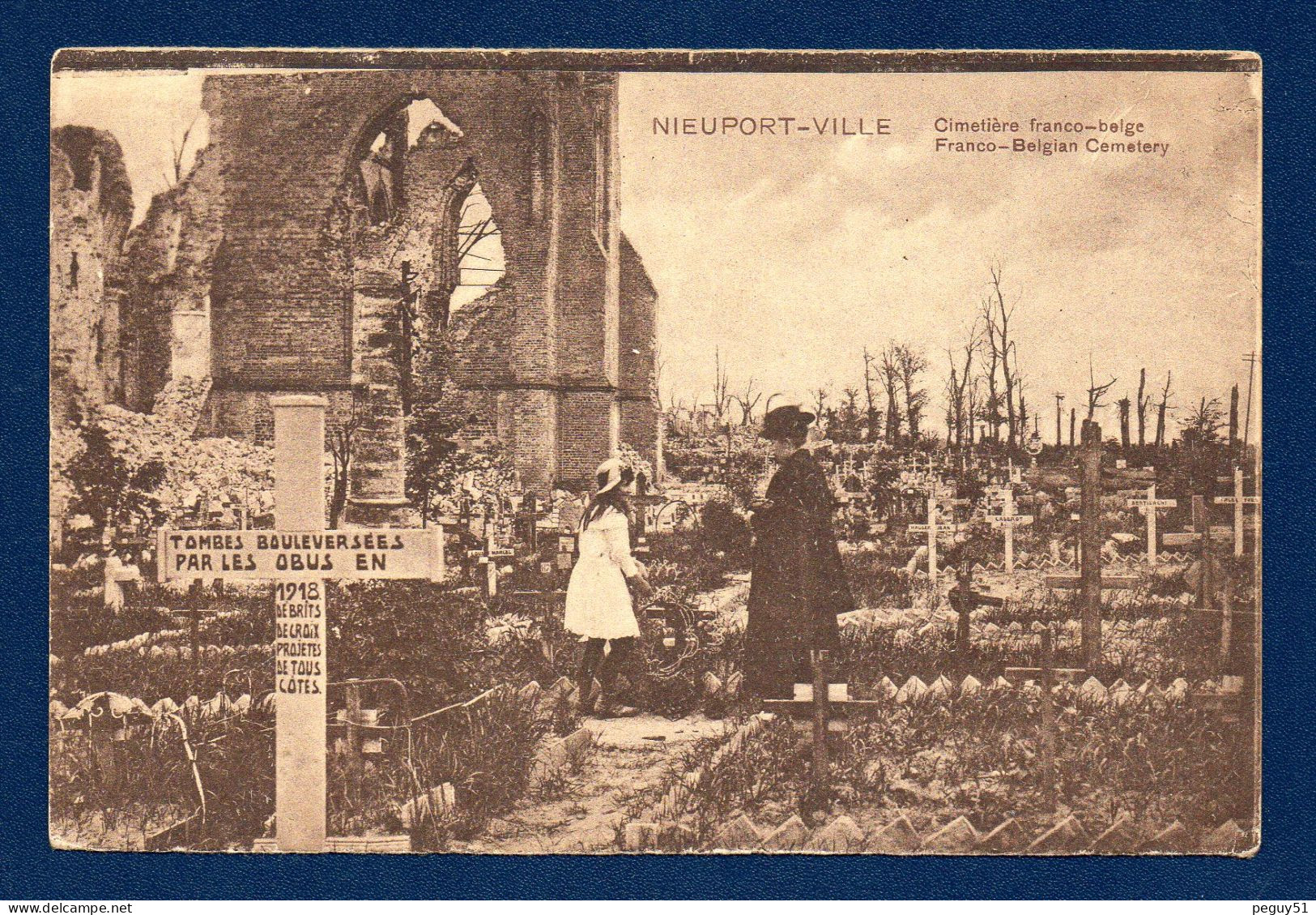 Nieuport - Ville. Cimetière Franco-belge. Tombes Bouleversées Par Les Obus En 1918. 1920 - Nieuwpoort