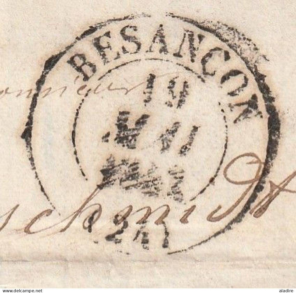 1842 - Lettre Pliée Avec Correspondance De BESANCON, Grand Cachet  Vers STRASBOURG - Cad D'arrivée - Taxe 5 - 1801-1848: Precursori XIX