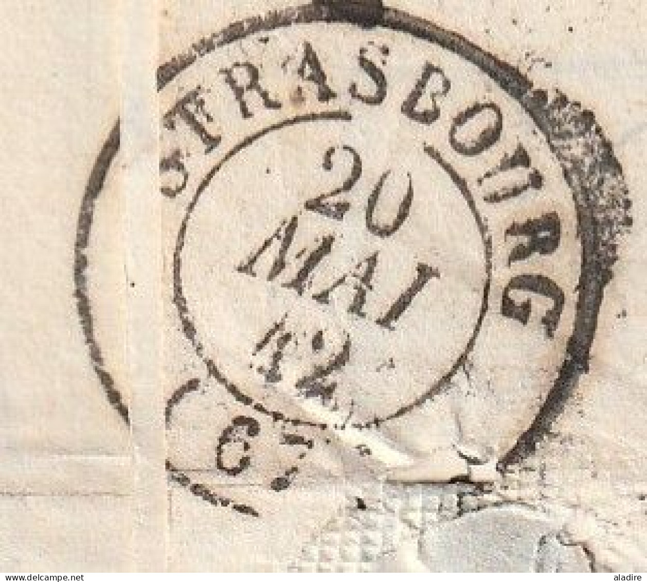 1842 - lettre pliée avec correspondance de BESANCON, grand cachet  vers STRASBOURG - cad d'arrivée - taxe 5