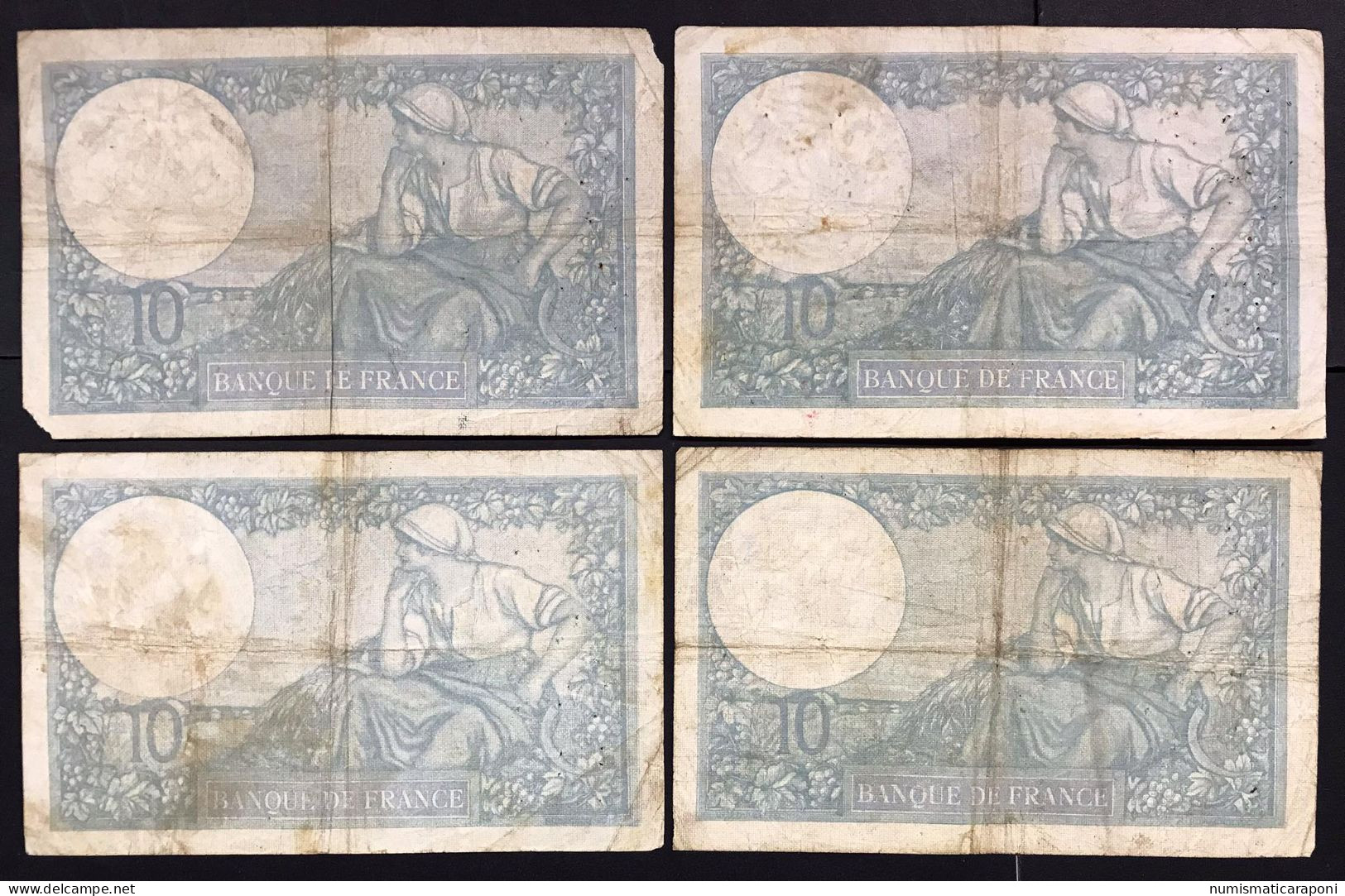 FRANCIA France 10 Francs 1932 X 2 + 1939 X 6 + 1940 X 5 Tutti Con Date Diverse  LOTTO 1705 - 10 F 1916-1942 ''Minerve''