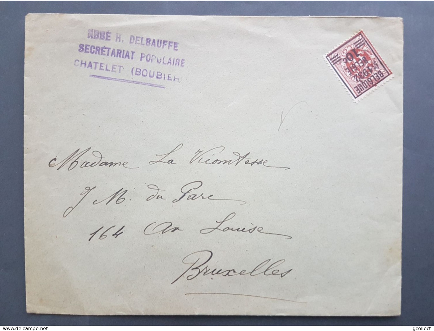 Typo Obp/cob 334 (Belgique 1932 België) Envelop Abbé H. Delbauffe - Tipo 1929-37 (Leone Araldico)