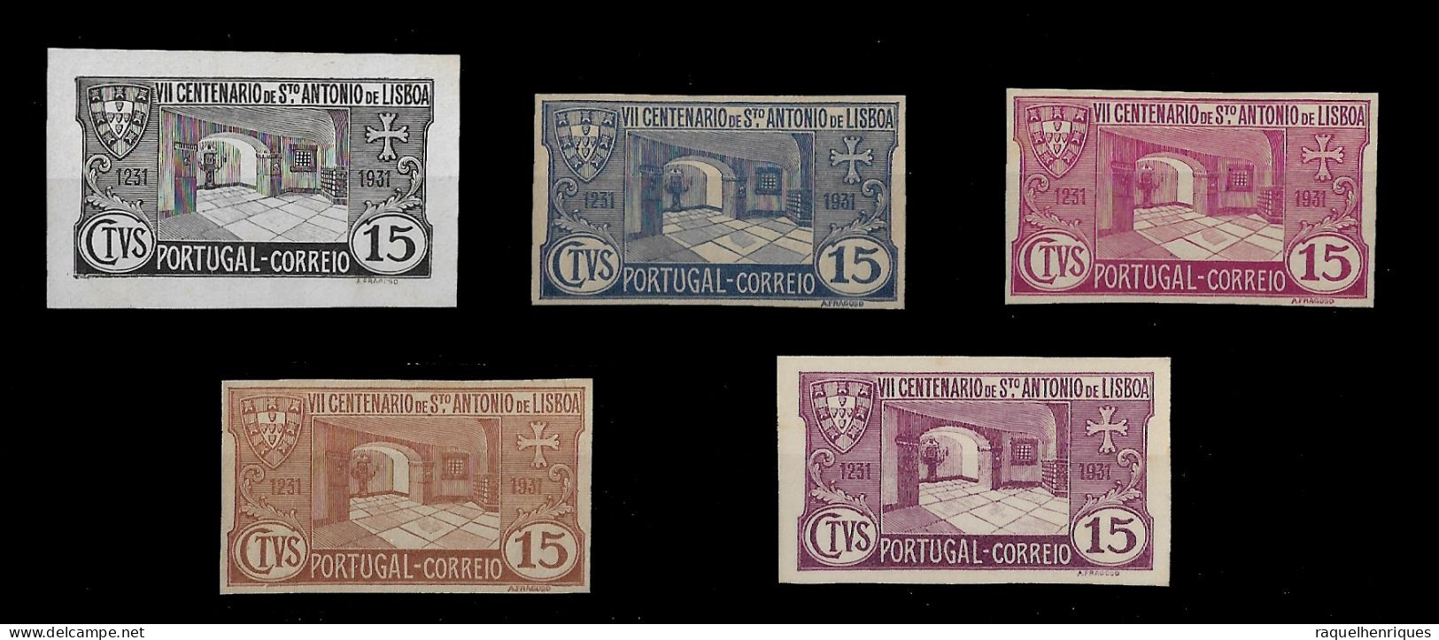 PORTUGAL STAMP - 1931 7º Cent. Death Of Saint Antonio - Md#531 PROVA - PROOF - 5 DIF. (LESP#33) - Essais, épreuves & Réimpressions