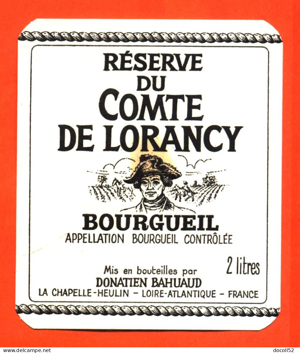 Etiquette Neuve De Vin De Bourgueuil Réserve Du Comte De Lorancy Donatien Bahuaud à La Chapelle Heulin - 200cl - Vin De Pays D'Oc