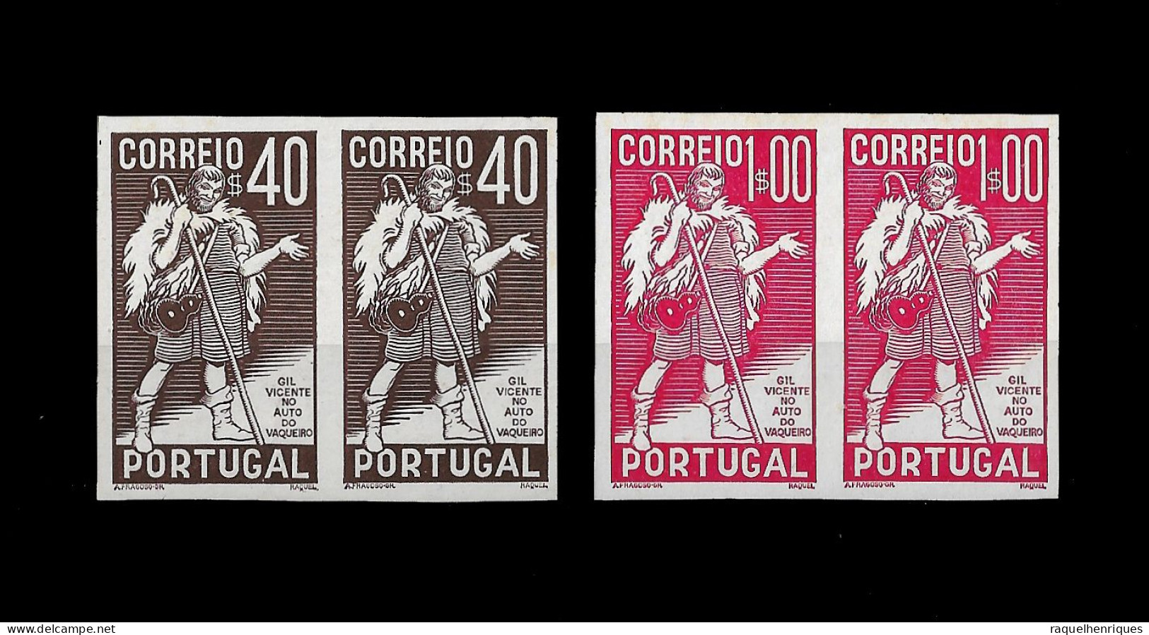 PORTUGAL STAMP - 1937 4º Cent. Death Of Gil Vicente - SET IN PAIRS IMPERF. - PROVA - PROOF - MNH (LESP#34) - Ensayos & Reimpresiones