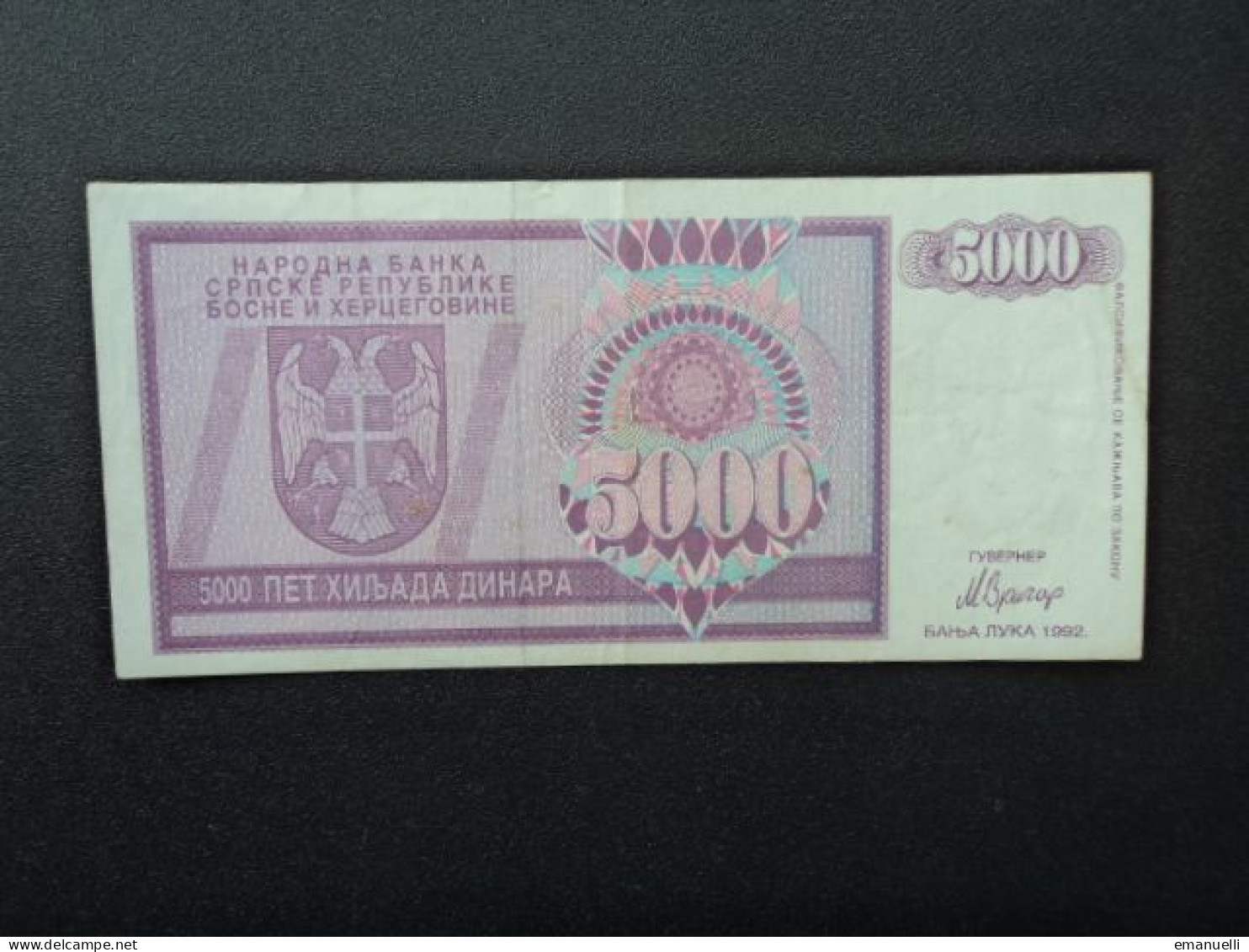 BOSNIE HERZÉGOVINE : Banque Serbe De BOSNIE-HERZÉGOVINE ** : 5000 DINARA   1992   P 138a    TTB * - Bosnie-Herzegovine