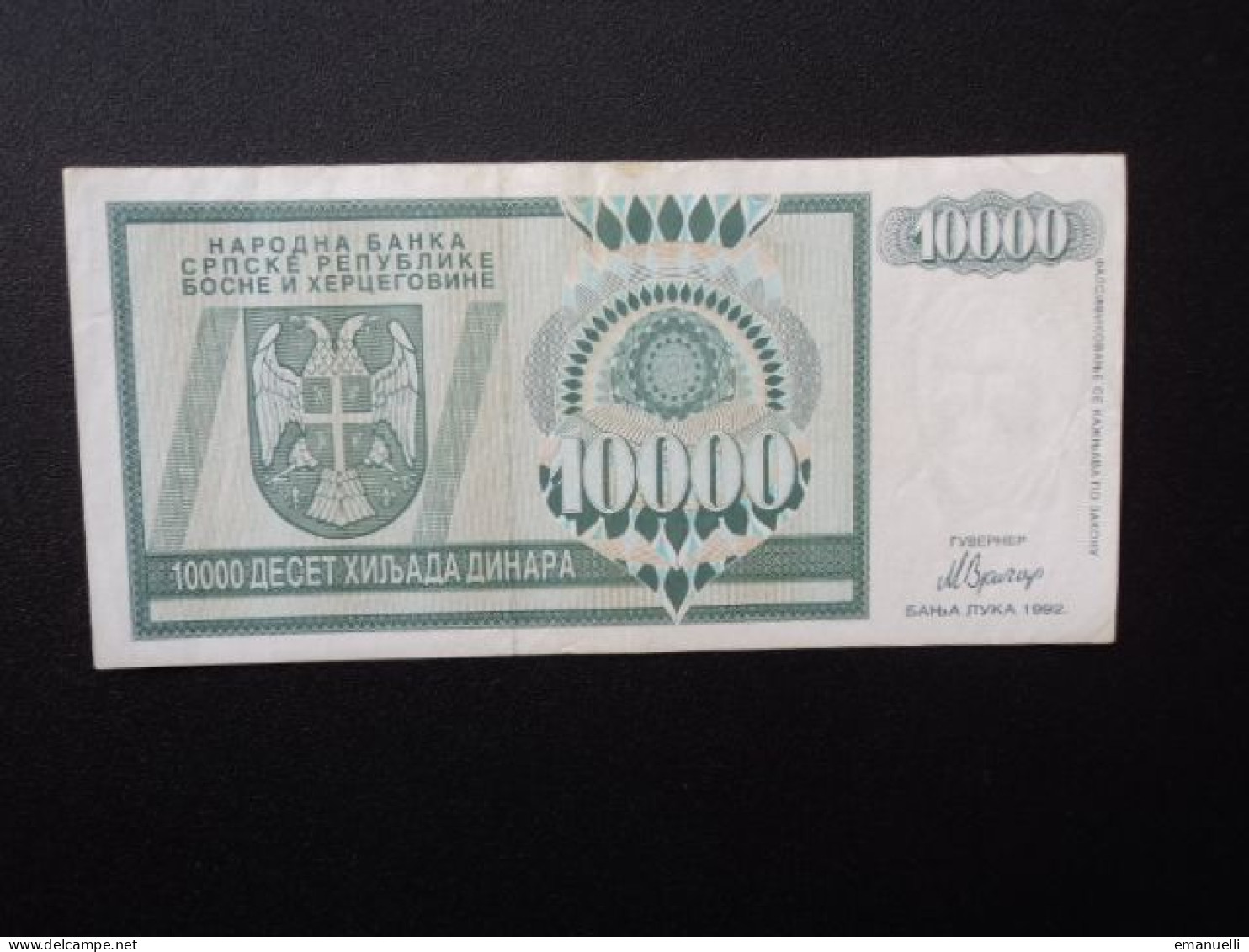 BOSNIE HERZÉGOVINE : Banque Serbe De BOSNIE-HERZÉGOVINE ** : 10 000 DINARA   1992   P 139a    TTB+ * - Bosnie-Herzegovine