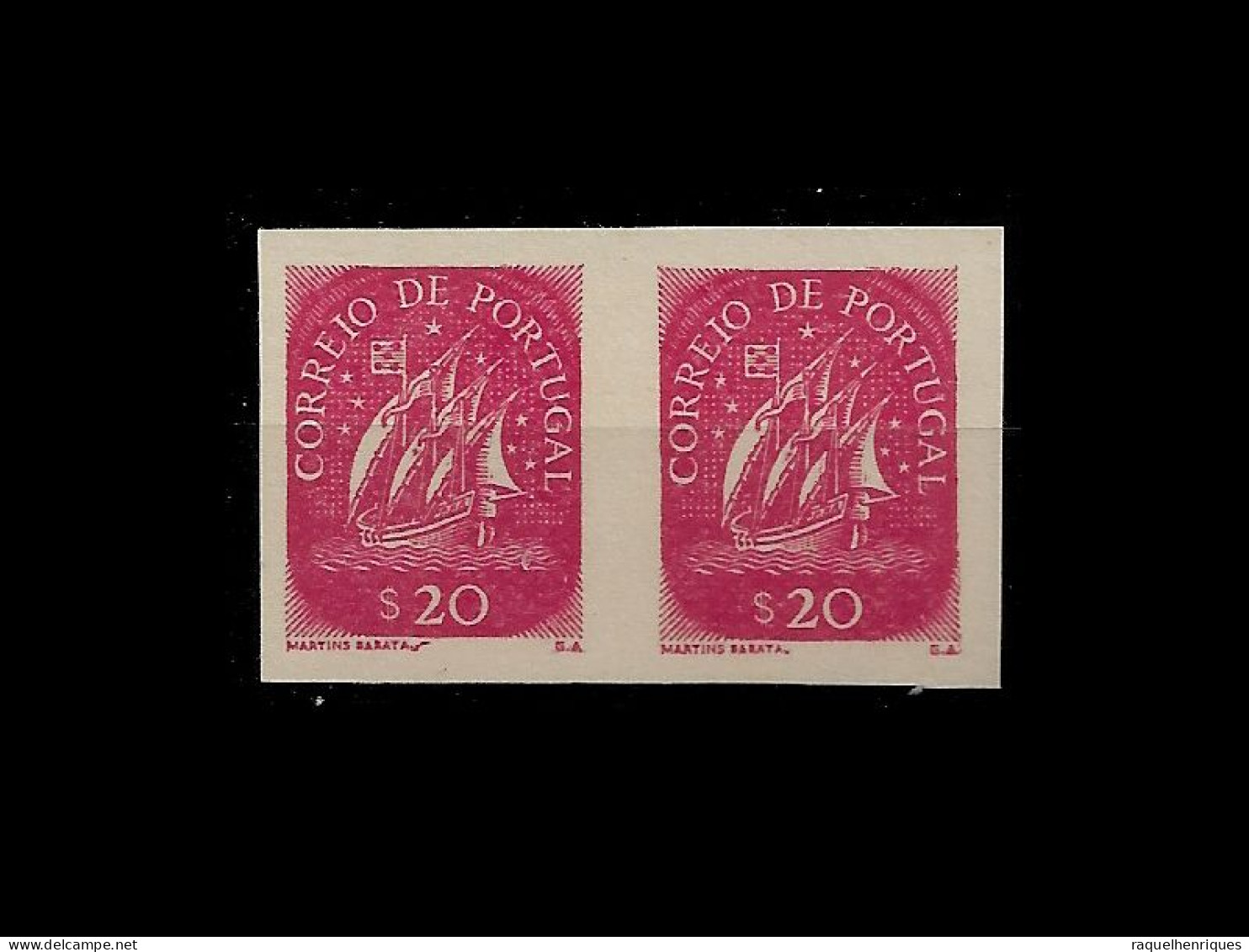 PORTUGAL STAMP - 1943 SHIP - Md#620 IMPERF. PAIR - PROVA - PROOF - MNH (LESP#36) - Ensayos & Reimpresiones