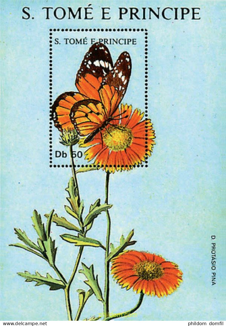 95054 MNH SANTO TOME Y PRINCIPE 1988 MARIPOSAS Y FLORES - Spiders