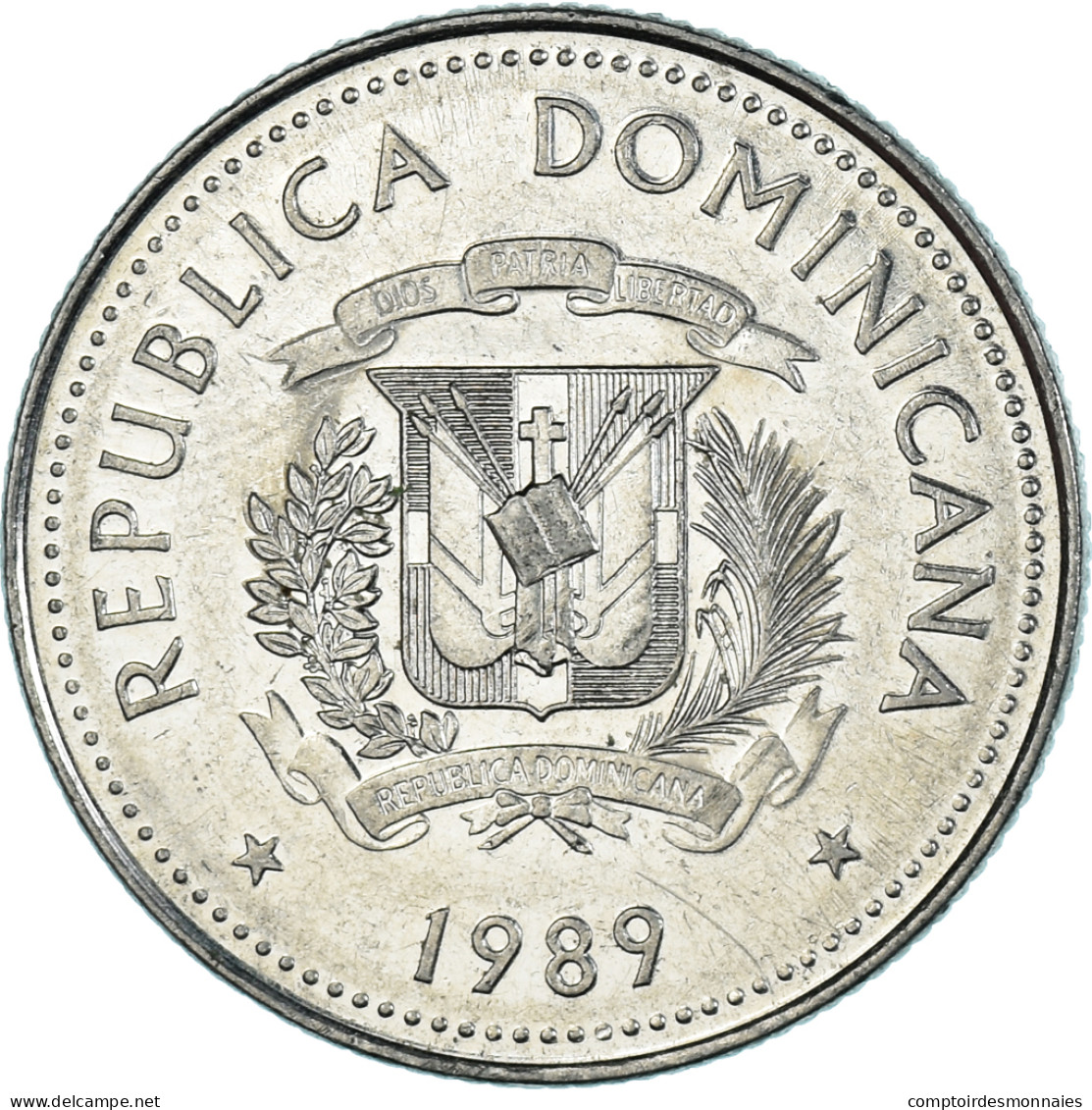 Monnaie, République Dominicaine, 25 Centavos, 1989 - Dominicaine