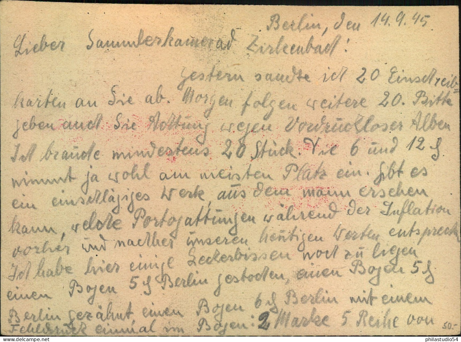 945, Frühe R-Karte ( Leicht überfrannkiert) Mit Zeitgerechter Benutzung Ber In Berlin Vorhandenen AM-Post Marken - Storia Postale