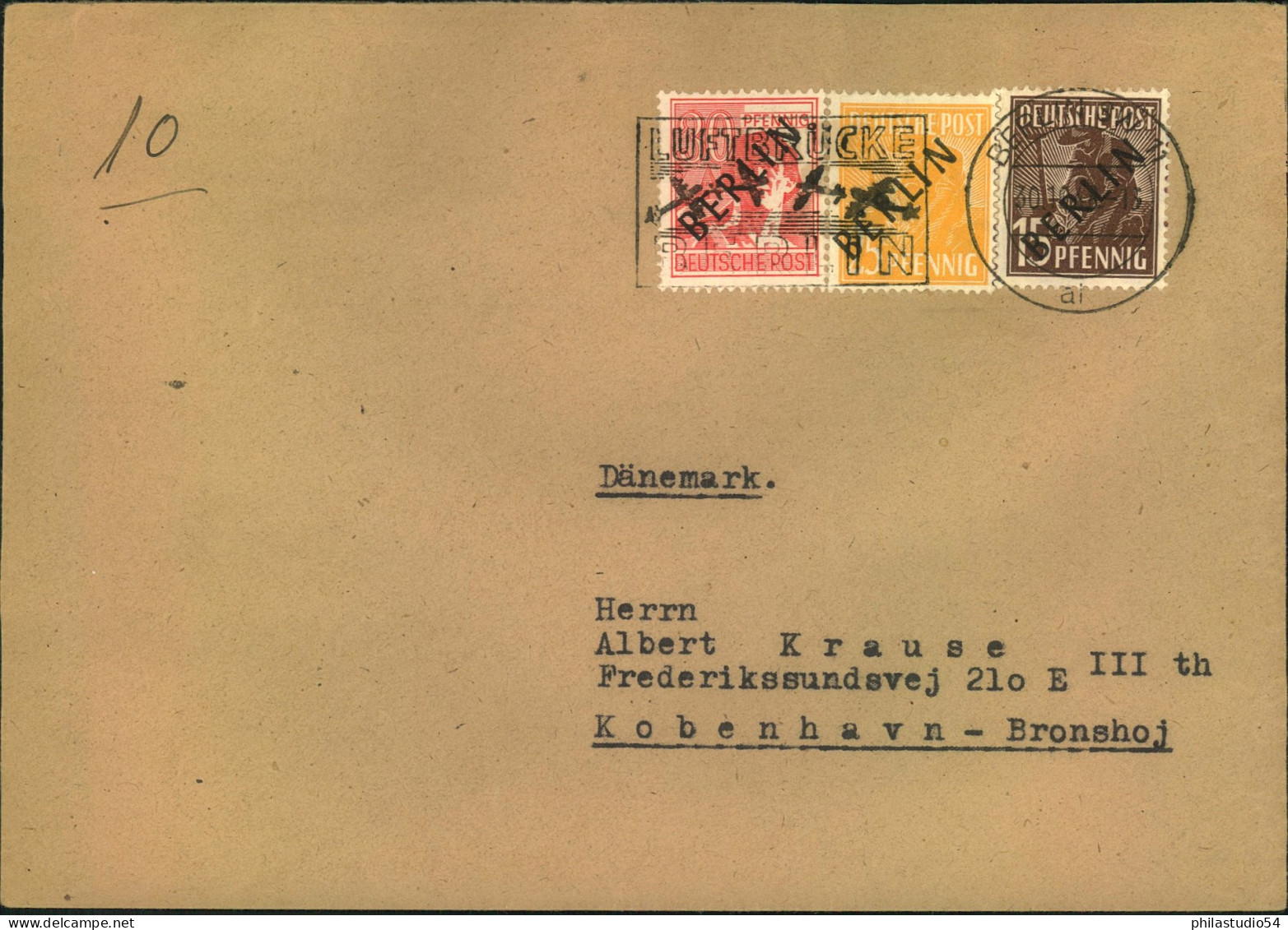 1948,9 Verschiedene Werte Schwarzaufdruck, Je Auf Sammlerumschlag Mit Luftbrückenstempel „BERLIN SW 11“r - Lettres & Documents