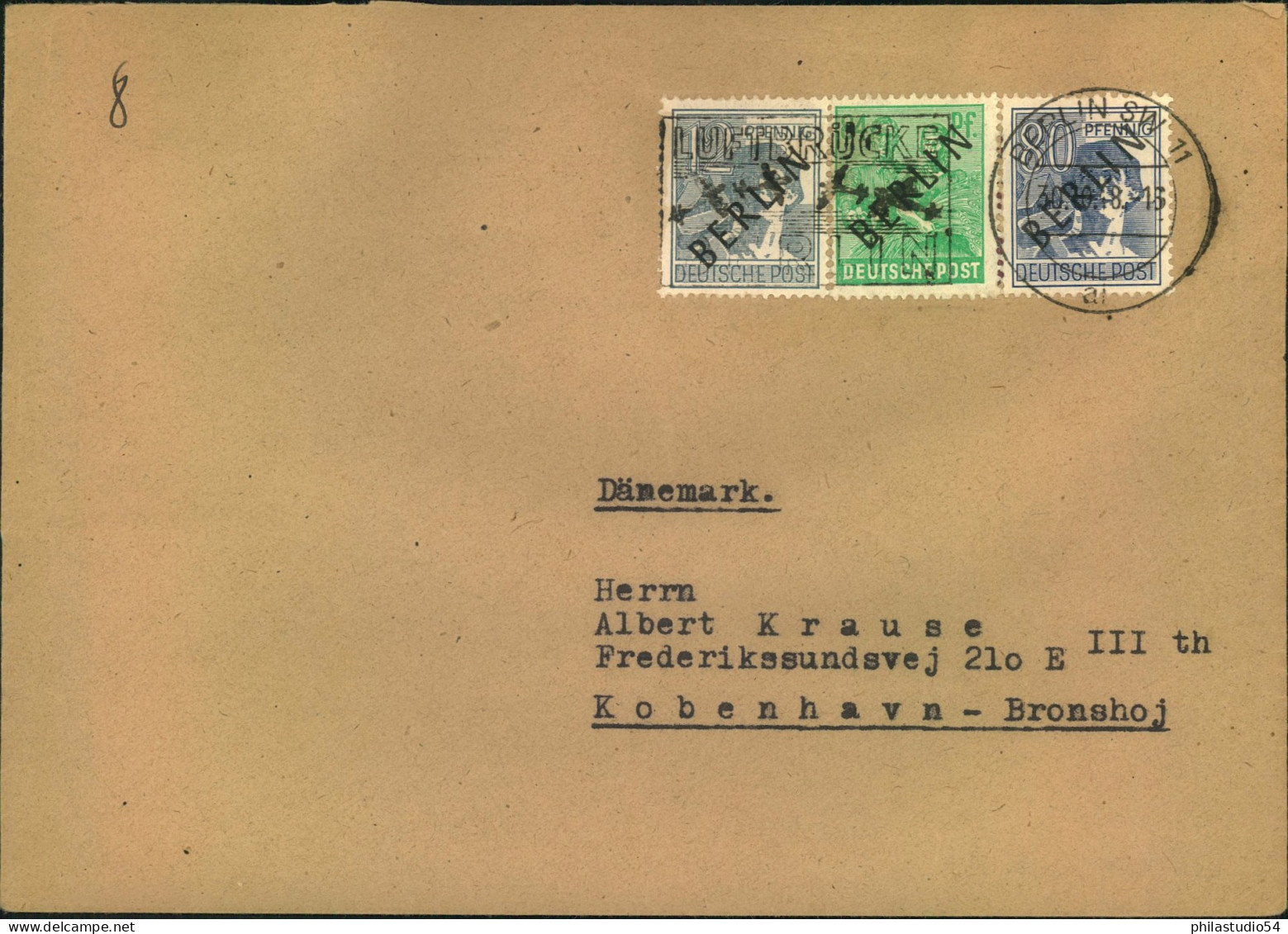 1948,9 Verschiedene Werte Schwarzaufdruck, Je Auf Sammlerumschlag Mit Luftbrückenstempel „BERLIN SW 11“r - Lettres & Documents