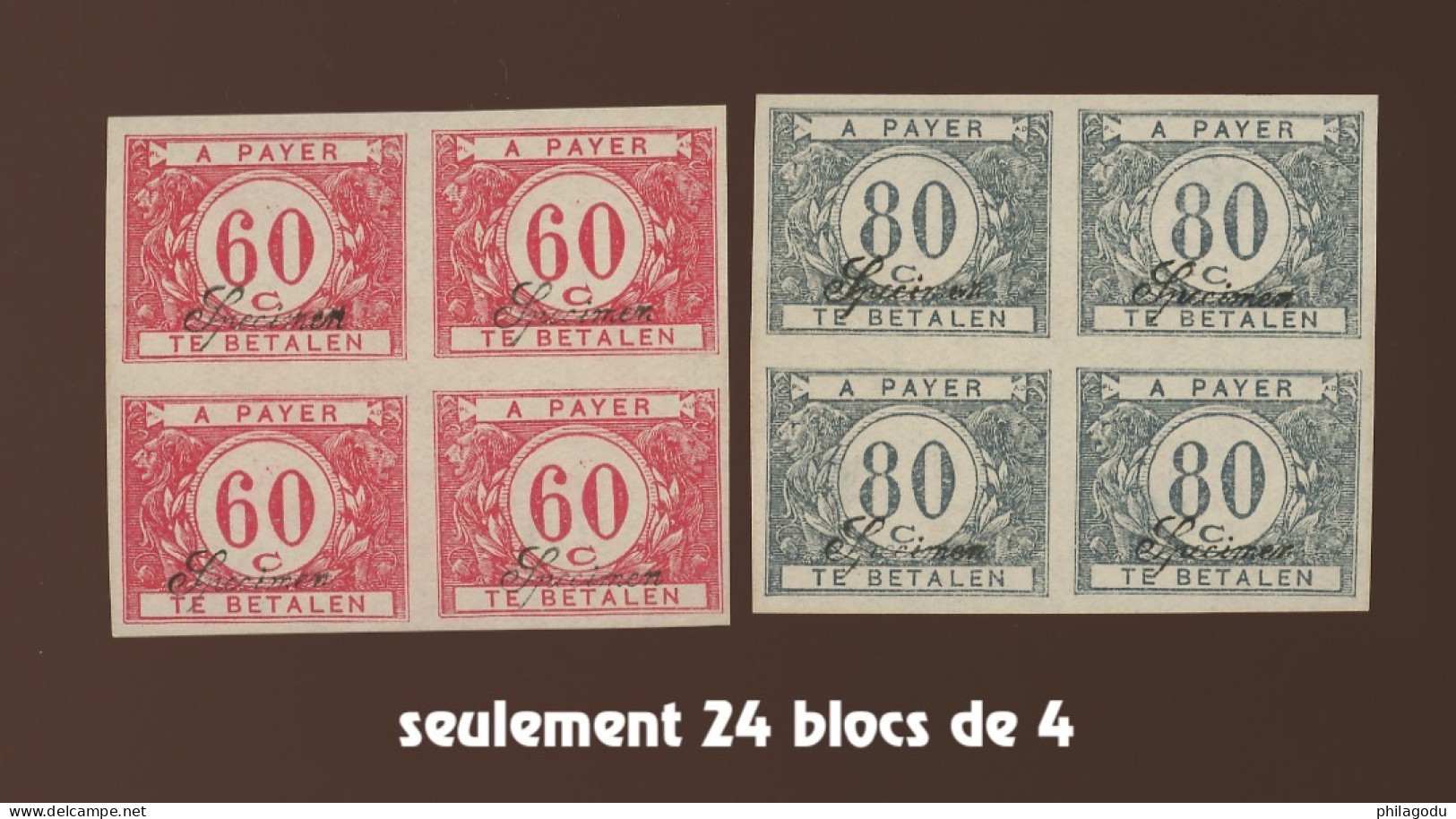 60c Et 80c Taxes De 1938 En Blocs De 4 Sans Gomme Et Avec Numéro    RARE.     Neufs ** - 1931-1940