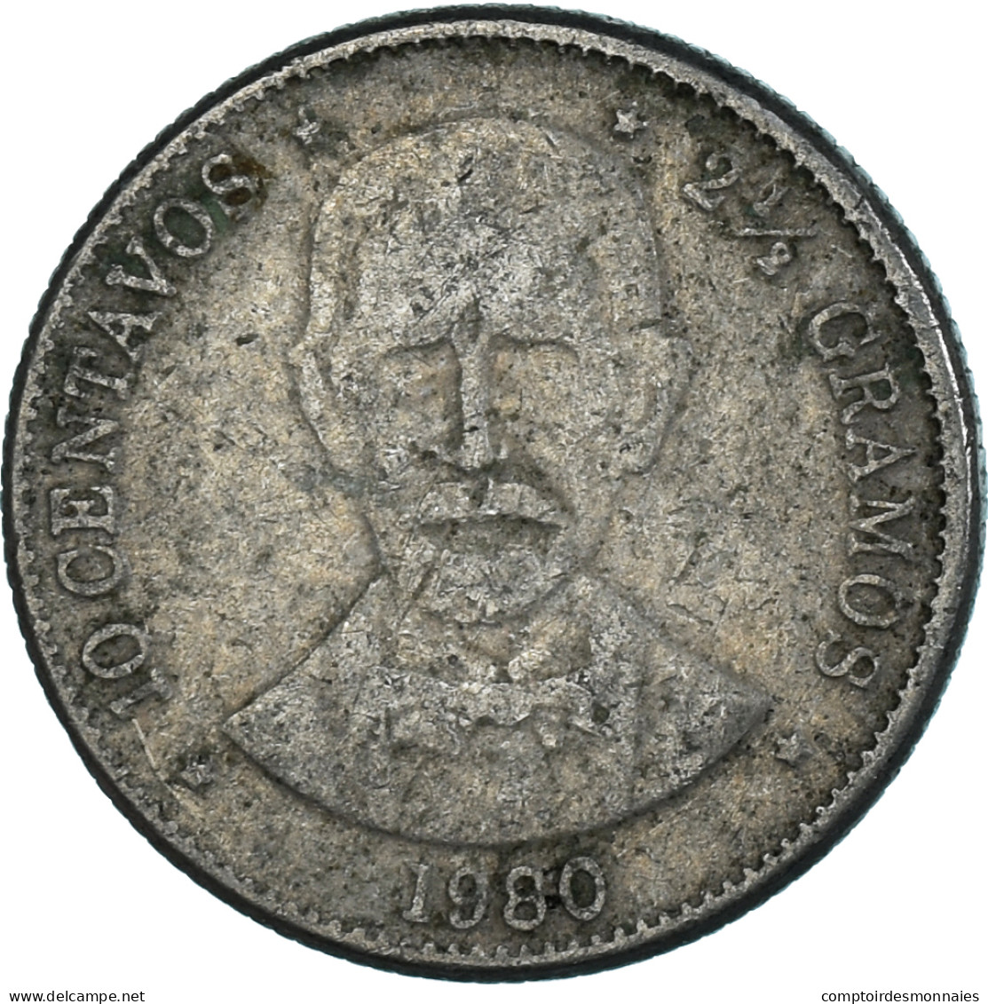 Monnaie, République Dominicaine, 10 Centavos, 1980 - Dominicana