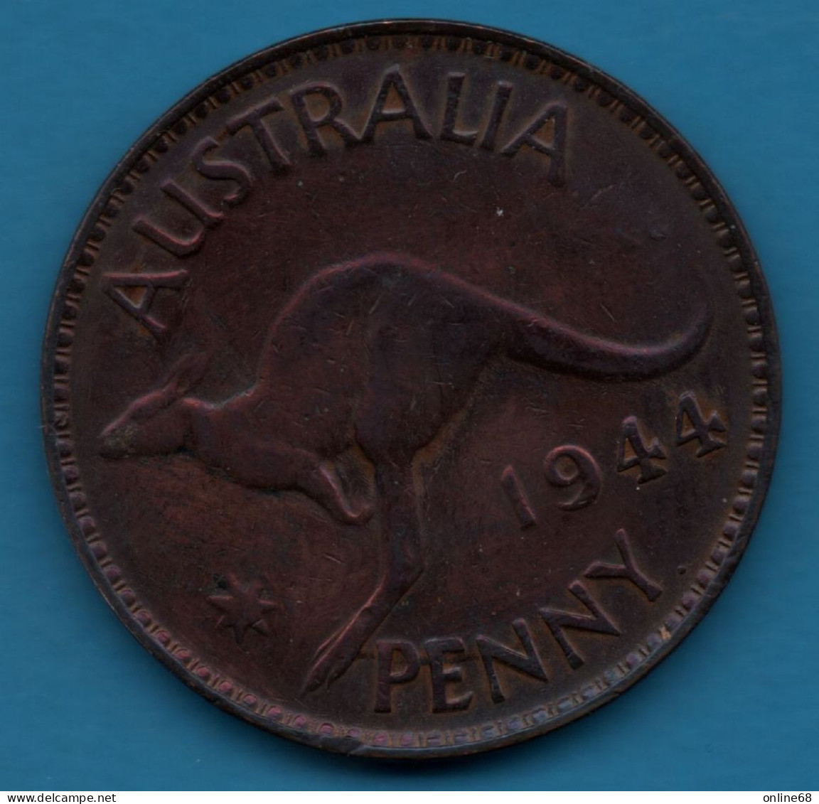 AUSTRALIA 1 PENNY 1944 •  Perth Mint  KM# 36 George VI ANIMAL Kangaroo - Penny