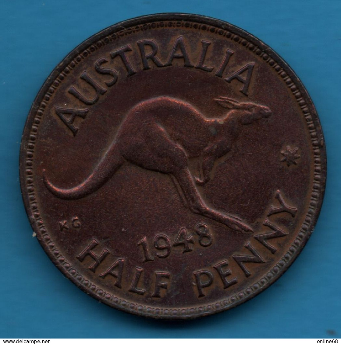 AUSTRALIA 1/2 PENNY 1948 Melbourne Mint  KM# 41 George VI ANIMAL Kangaroo - ½ Penny