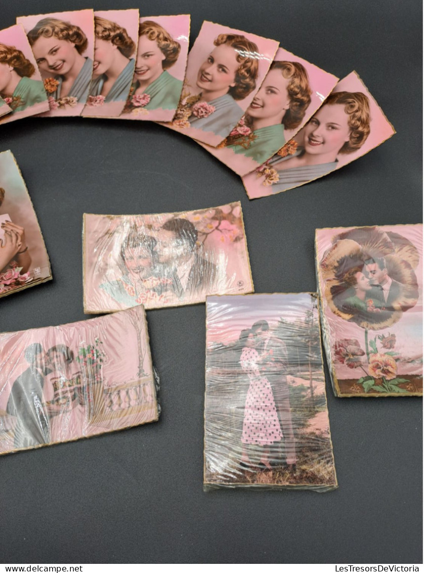 Lot De 100 Cartes Postales Anciennes Fantaisie Neuves - Fantaisie Femme Et Couple - 100 - 499 Cartes