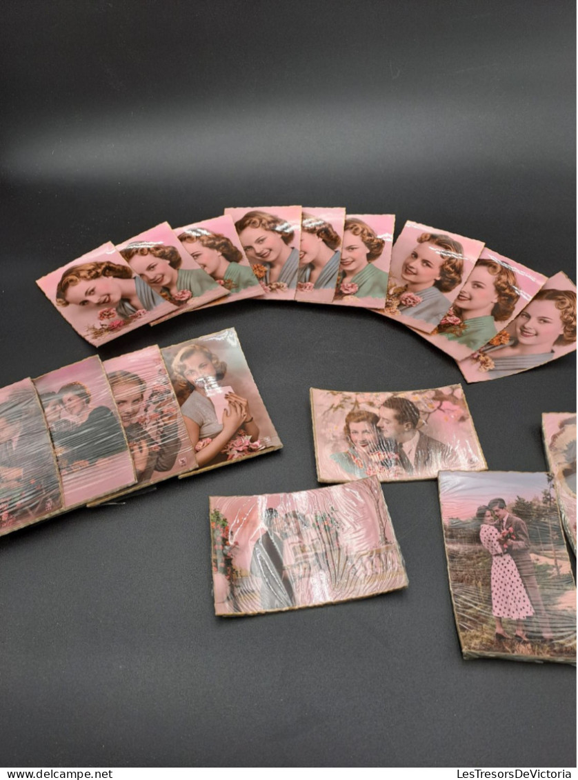 Lot De 100 Cartes Postales Anciennes Fantaisie Neuves - Fantaisie Femme Et Couple - 100 - 499 Cartoline